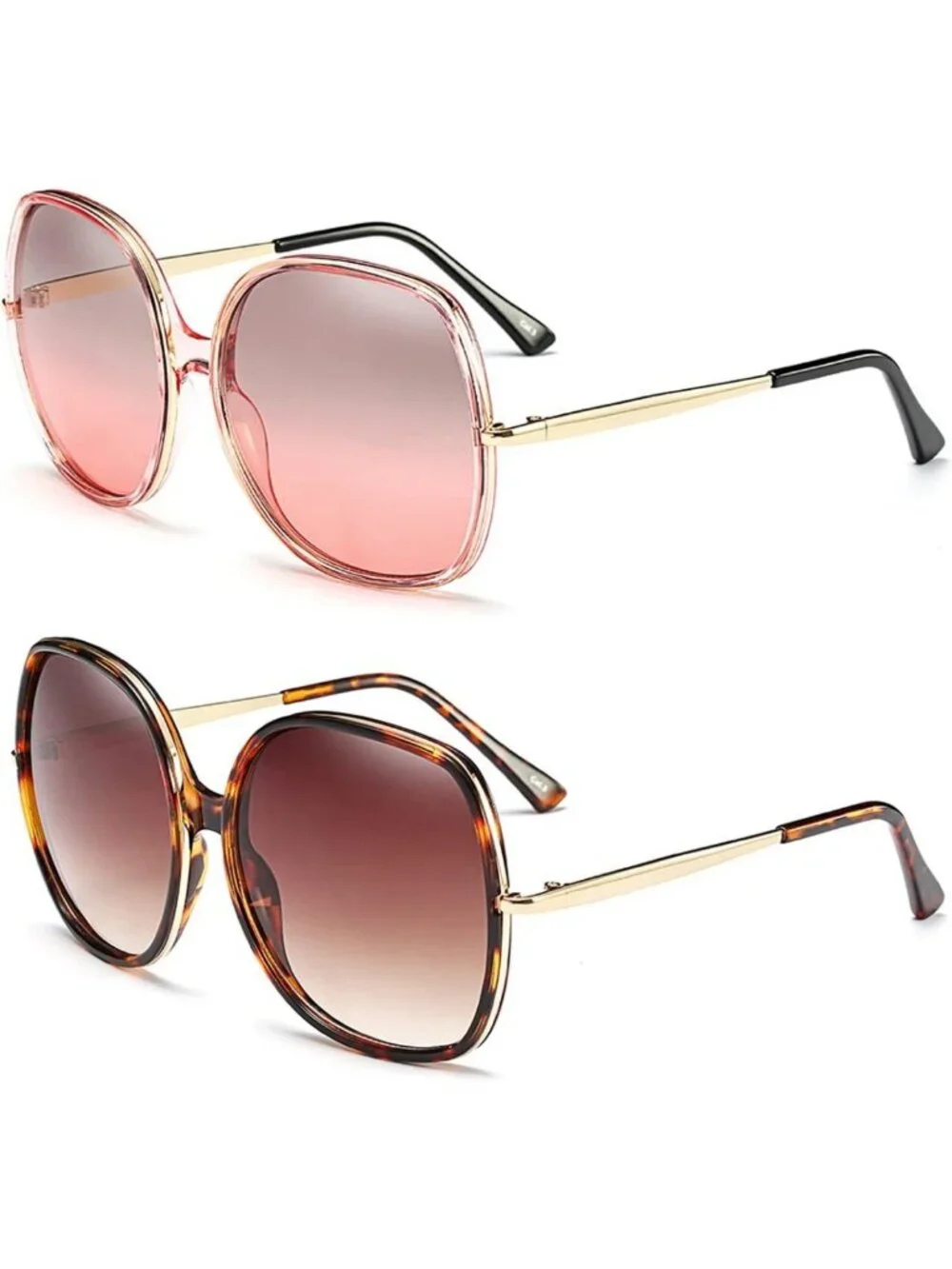 Vintage 70s Oversized Square Sunglasses for Women - Retro Rectangular Plastic